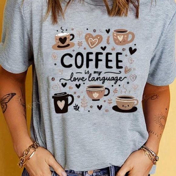 Tops - Coffee is My Love Language Tee Gray NWT